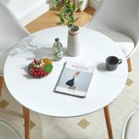 Mesa de Comedor, Estilo escandinavo Ronda Mesa y Patas de Madera de Haya, 80*72 cm, Color Blanco - details 57