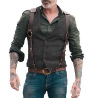 Chaleco de traje para hombre, chaleco formal de negocios con cuello en V en espiga para traje de boda o esmoquin - details 1