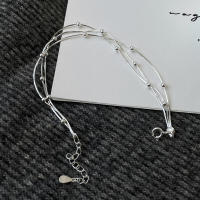Saiyna Korean S Pure Pulsera de cuentas espaciadoras de hueso de serpiente de tres capas para mujer, joyería simple en capas, accesorios de plata - details 4