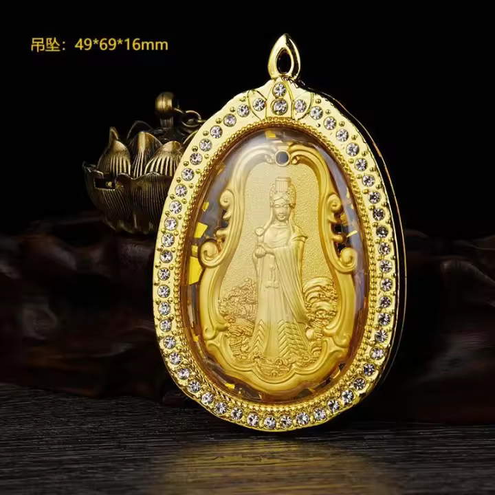 Colgantes de Aleación Dorados-Plateados para Guanyin, Mazu, Guan Gong, los Cinco Dioses de la Richesa Colgantes de Coche, Dioses Guardianes - 1