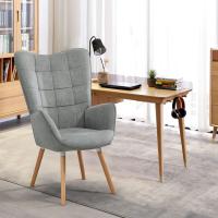 Sillones de salón Butaca nórdica Sillas Escandinavo Relax Acolchado con reposabrazos y patas de madera, tela, para dormitorio comedor, gris - details 3