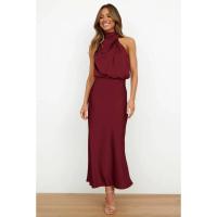 BUNO-Vestido largo sin mangas de satén de seda de gama alta para mujer, vestidos elegantes a la moda para celebridades, vestido de noche, ropa de fiesta para mujer - details 42