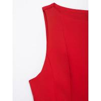 Vestido corto rojo de verano 2025 para mujer, con cuello redondo, sin mangas, línea A, mini, femenino, tipo camiseta sin mangas. - details 1