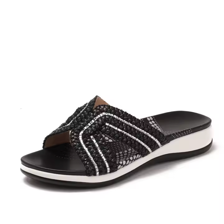 Zapatillas de tacón inclinado Sandalia para uso al aire libre de verano para mujer, nuevos zapatos de playa de viaje informales con suela suave - 1