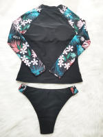 Bikini estampado nuevo para mujer, traje de baño dividido adelgazante conservador con protector solar de manga larga - details 11