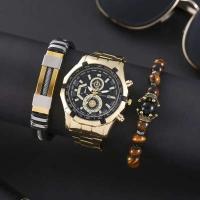 Reloj Deportivo de Cuarzo Automático Correa de Deportes de Cuero Impermeable con Banda de Acero - details 5