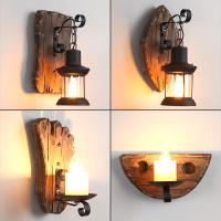 Vintage lámparas de pared Ironwood restaurante lámparas de pared industrial retro café bar montado en la pared accesorios de iluminación lámparas - details 1