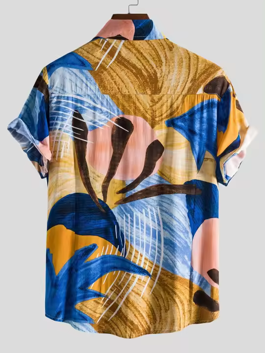 Camisa hawaiana de manga corta para hombre, camisa informal de algodón con patrón de plantas tropicales, para vacaciones en la playa de verano - 1