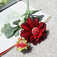 Crisantemo Artificial de 2 cabezas, flor de Dalia de simulación elegante hecha a mano, flor de crisantemo de seda de tacto Real realista - details 21