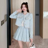 Otoño/Invierno nuevo conjunto elegante de chaqueta corta y falda plisada de cintura alta para mujer-traje de dos piezas adelgazante de moda - details 3
