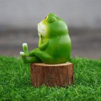 Figurita de rana divertida de dibujos animados, artesanías de resina, estatua de rana pequeña, adorno de Animal artesanal, patio de jardín al aire libre - details 6