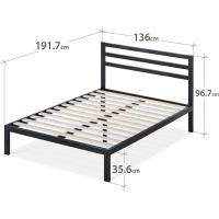 Cama 90x190 cm - Altura 36 cm con almacenaje debajo de la cama - Estructura de cama de plataforma de metal con cabecero - Negro - details 12