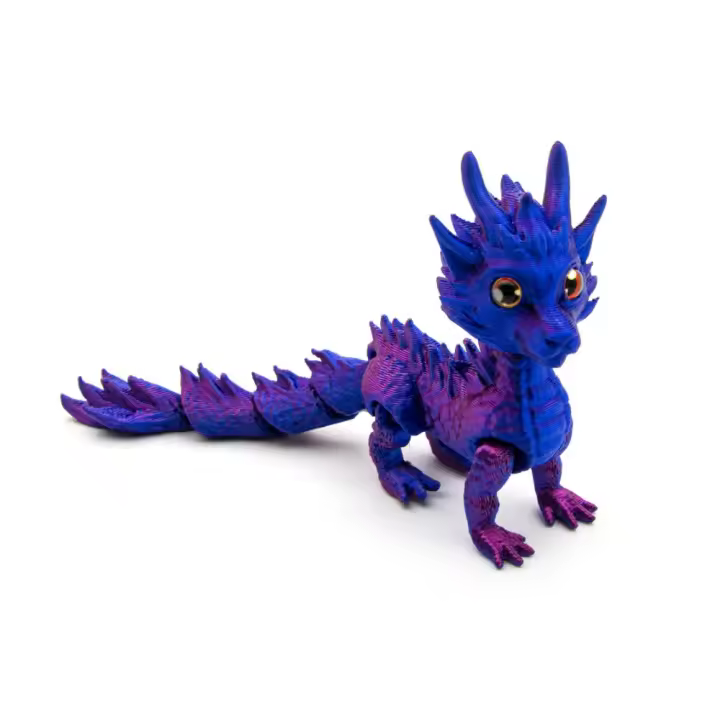 Figura de acción de dragón con estampado 3D de pelo largo, articulación móvil, modelo de dragón multicolor, juguete artesanal, figura de acción de dragón degradado - 1