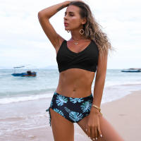 Bikini push-up para mujer, traje de baño sexy de color sólido, traje de baño con costillas laterales, ropa de playa estampada - details 14