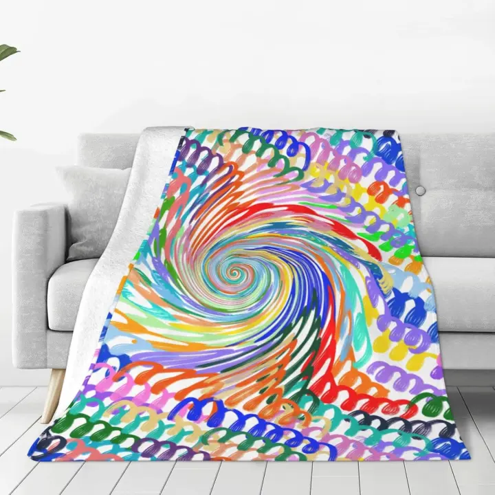 Manta colorida en espiral para cama, sofá, mantas de lana, ligera, suave y acogedora - 1