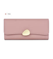 Cartera de cuero simple para mujer, billetera larga de cuero negro, verde y rojo, tarjetero para niñas - details 8
