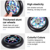 Ruedas de Pu coloridas para patinete eléctrico, accesorios para Scooter de 2 piezas, 110mm, gruesas, con rodamientos, color negro - details 5