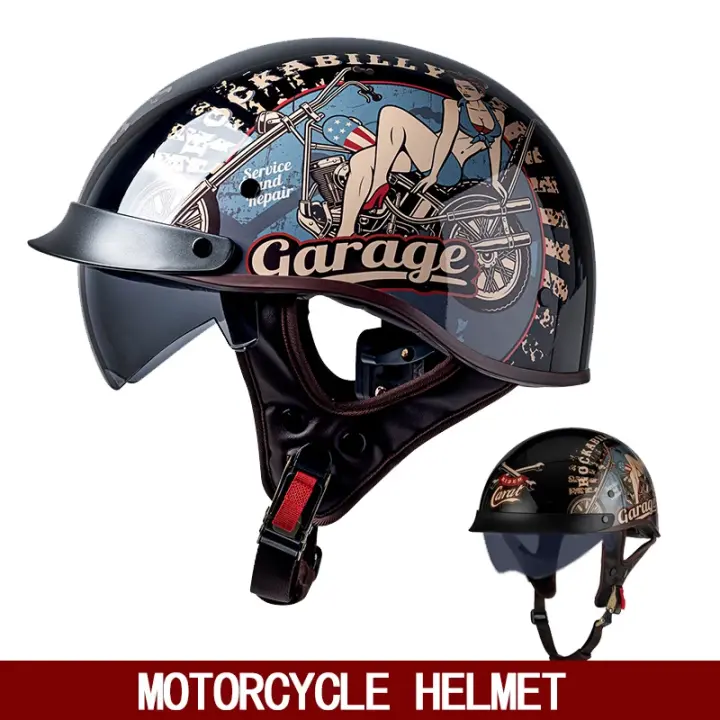 Casco de motocicleta Retro para mujer, flotante de crucero americano, locomotora, batería de motor, coche, Verano - 1