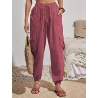Pantalones de cintura elástica para mujer, pierna con bolsillos, estilo coreano, moda estética clásica - details 13
