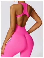 Traje de Yoga sin Costuras Bodysuit de Exercicio Adelgazante Material de Nylon Patrón Sólido - details 26