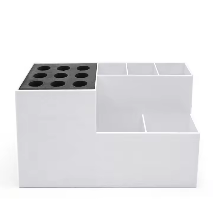 Caja de almacenamiento de soporte de tijera acrílica antideslizante, peines multifuncionales, caja de almacenamiento de Clip, gran capacidad profesional - 1