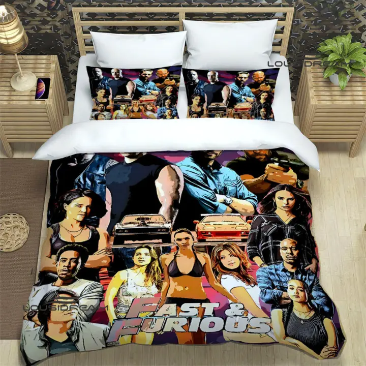 Exquisito Conjunto de Ropa de Cama Fast & Furious Cubierta de Edredón, Cojín de Lujo, Regalo de Cumpleaños Perfecto - 1