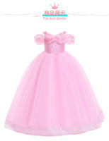 Girls Aurora Cosplay Costumes for Girls Pink Ball Gown Pagent Princess Elegent Shoulderless Long Dress Birthday Party Butterfly - details 4