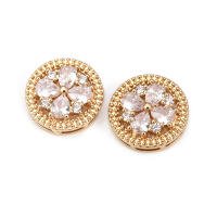 Alta calidad, latón de Color oro de 18K y circonita, botones redondos para ropa, fabricación de joyas, accesorios Diy - details 7