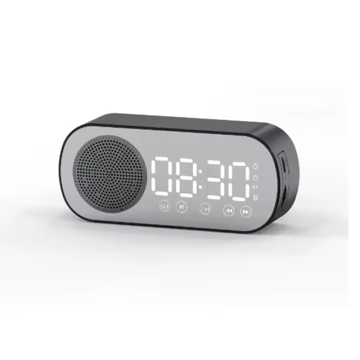 Reloj despertador Digital, altavoz inalámbrico con Bluetooth, compatible con Radio, caja de sonido, subwoofer de graves, reproductor de música de escritorio - 1