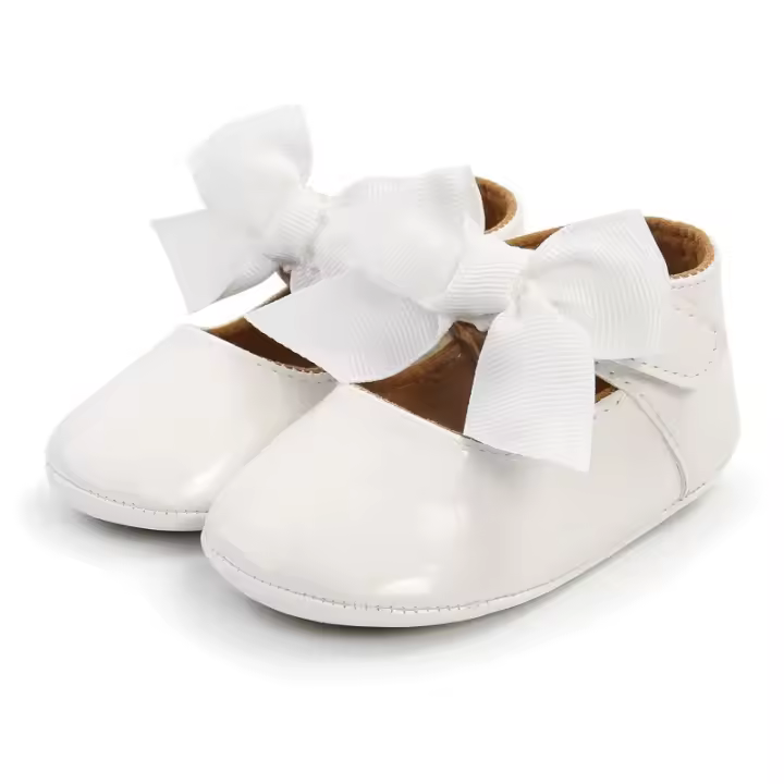 Suelas de goma para bebé en forma de w, zapatos de ballet antideslizantes de PU para mujer, zapatos para niños - 1