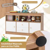 Armario de Juguetes para Niños, Estantería Infantil de Madera con Estante Abierto, 2 Cajones y 2 Puertas, Mueble Multifuncional para Salón, Dormitorio, Guardería, Jardín de Infancia (Natural) - details 5