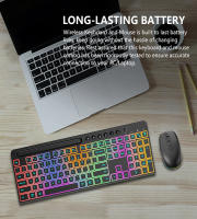 Combinación de teclado y ratón de carga inalámbrica 2.4G ergonómica, con soporte para teléfono móvil 1600dpi juego de ratón de teclado retroiluminado, adecuado para Win7 / 8 / 10 / 11 - details 10