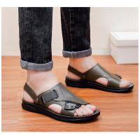 Sandalias de cuero para hombre, zapatos suaves de playa y exterior, planos, color negro, para jardín, 2024 - details 7