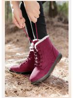 Botas de nieve cálidas antideslizantes para mujer, botines impermeables al aire libre, zapatos de senderismo de piel, zapatillas de felpa con cordones, Invierno - details 8