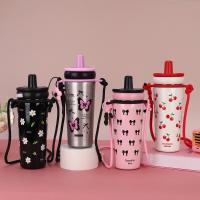 Taza térmica de paja de acero inoxidable, botella de agua aislada portátil a prueba de fugas, taza de café de gran capacidad para estudiantes - details 2