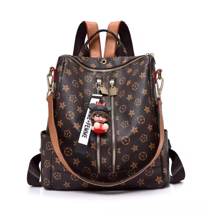 Mochila estampada versátil e informal para mujer, bolso de mamá de doble uso, a la moda, con conector para auriculares y gran capacidad - 1