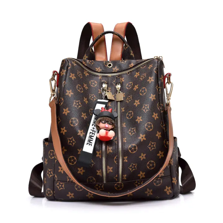 Mochila estampada versátil e informal para mujer, bolso de mamá de doble uso, a la moda, con conector para auriculares y gran capacidad - 1