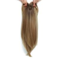 Topper de pelo liso en capas con flequillo, extensiones de cabello sintético con Clip ombré, postizos naturales de 22 pulgadas - details 5