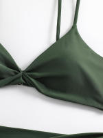 Bikini de cintura alta para mujer, traje de baño liso con tirantes, Tanga Sexy, ropa de playa, verano, 2024 - details 11