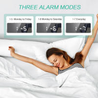 ORIA-reloj despertador Digital con espejo, dispositivo electrónico de mesa alimentado por USB y batería, modo nocturno, 12/24H - details 1