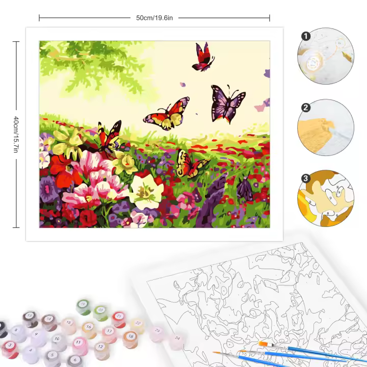 RUOPOTY Pintura Númerica 40x50cm Kit DIY Regalo Adultos Acrílico Imagen Mariposa Para Decoración de Pared Arte Hogareño Material Lienzo Tipo de Pintura Propicén - 1