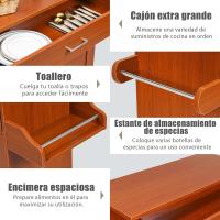 Carrito de Cocina Carro de Servicio Comedor con Ruedas,Toallero,Cajón, Puerta y Estantes Gabinete Mueble de Cocina (blanco) - details 28