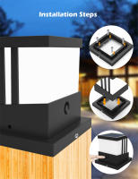Luz de Poste Solar Moderna RXUNS Lámpara de Columna de Patio Impermeable IP65 Brillo de 300lm - details 15