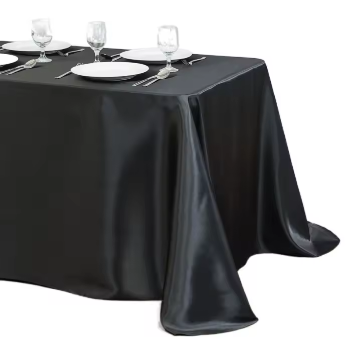 Mantel de satén para decoración de mesa, cubierta de mesa de boda de Color sólido, lavable, brillante, para fiesta y banquete - 1