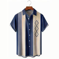 Camisa de verano para hombre, informal, con solapa, manga corta, estampado geométrico 3D, talla grande, holgada. - details 4