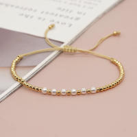 Pulseras de surfista con cuentas chapadas en oro, pulsera con dijes de perlas naturales, joyería de verano hecha a mano para mujeres, regalo para chicas adolescentes - details 1