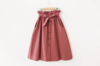 Women summer midi elegant solid high waist a-line cotton skirt - details 15
