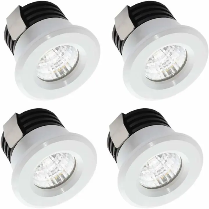 Juego de 4 mini focos empotrables LED 3W blanco cálido, mini focos LED para vitrinas de tienda, identificación - 1