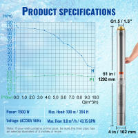 SucceBuy Bomba sumergible de pozo profundo, bomba de agua de acero inoxidable, para riego industrial y uso doméstico - details 6