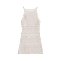 Vestido Halter de Punto Jacquard para Mujer, Verano 2025, Estilo Simple, Color Sólido, Falda Corta - details 2